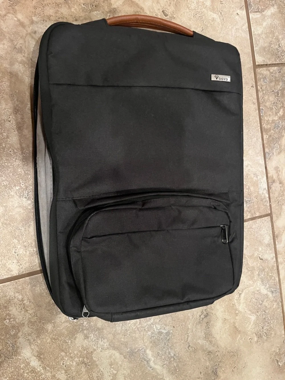 Men's Black Laptop Bag with Brown Handle - Minimal Business Carry